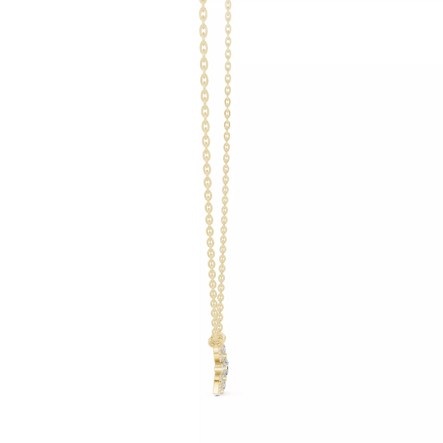 Collar Solitario Flor Redonda con Incrustaciones