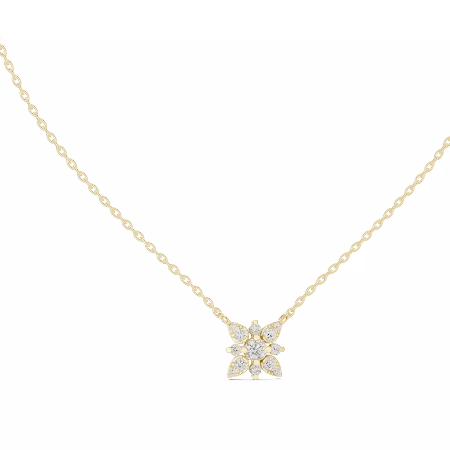 Collar Solitario Flor Redonda con Incrustaciones