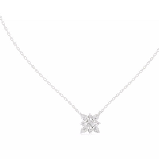 Collar Solitario Flor Redonda con Incrustaciones