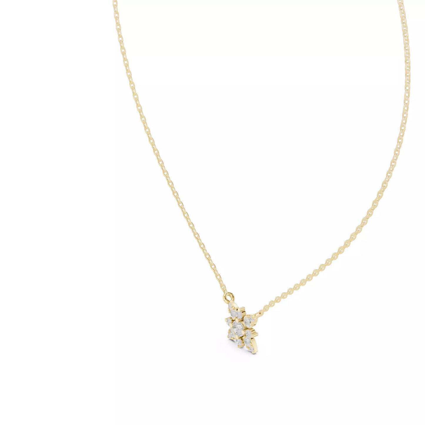 Collar Solitario Flor Redonda con Incrustaciones