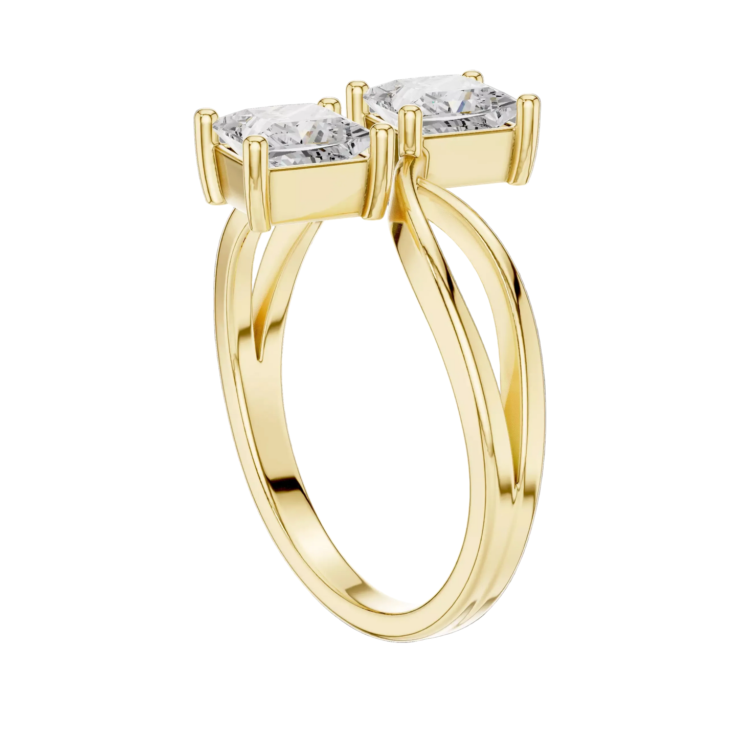 Anillo Solitario Estilo Toi et Moi con Incrustaciones Corte Princesa