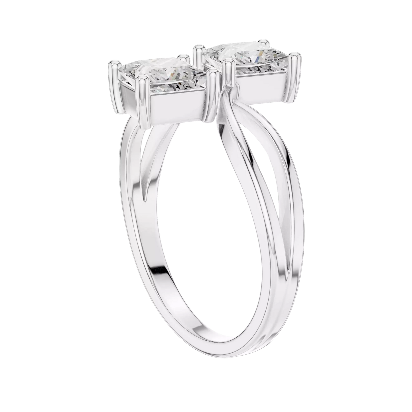 Anillo Solitario Estilo Toi et Moi con Incrustaciones Corte Princesa