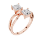 Anillo Solitario Estilo Toi et Moi con Incrustaciones Corte Princesa