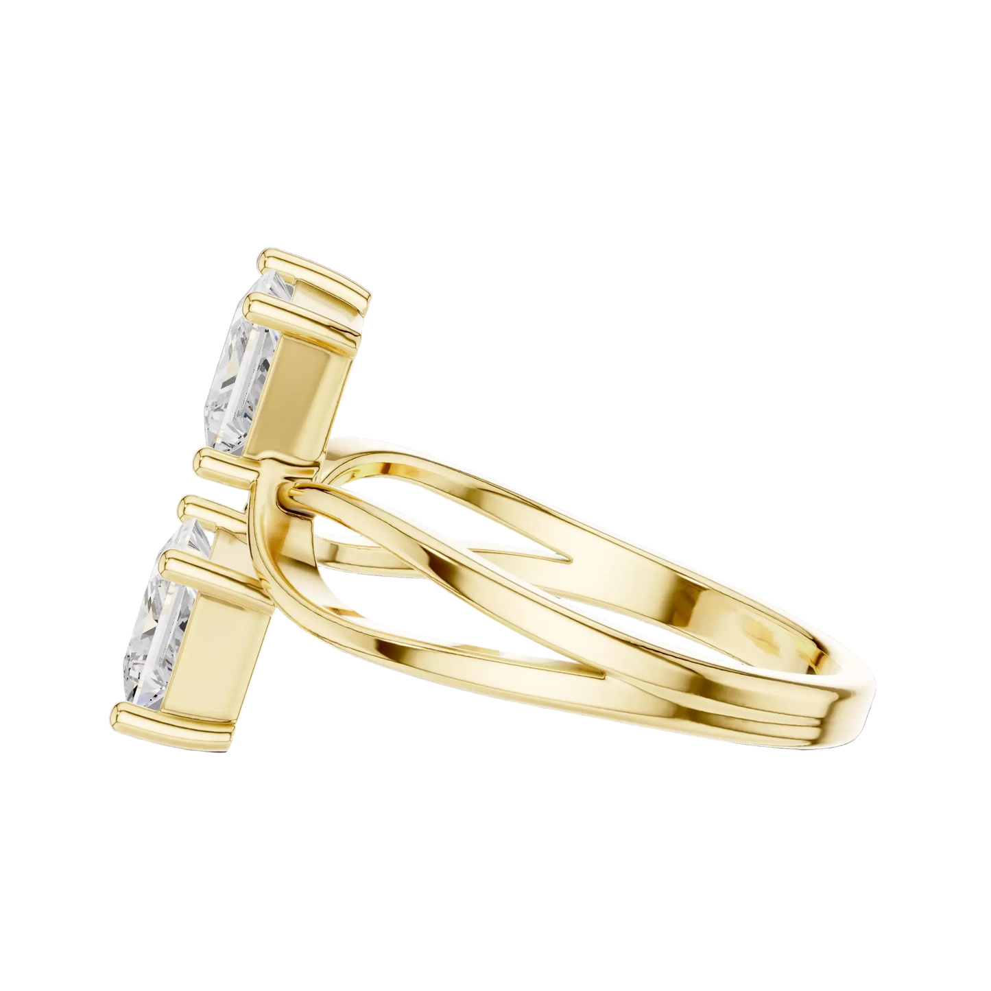 Anillo Solitario Estilo Toi et Moi con Incrustaciones Corte Princesa