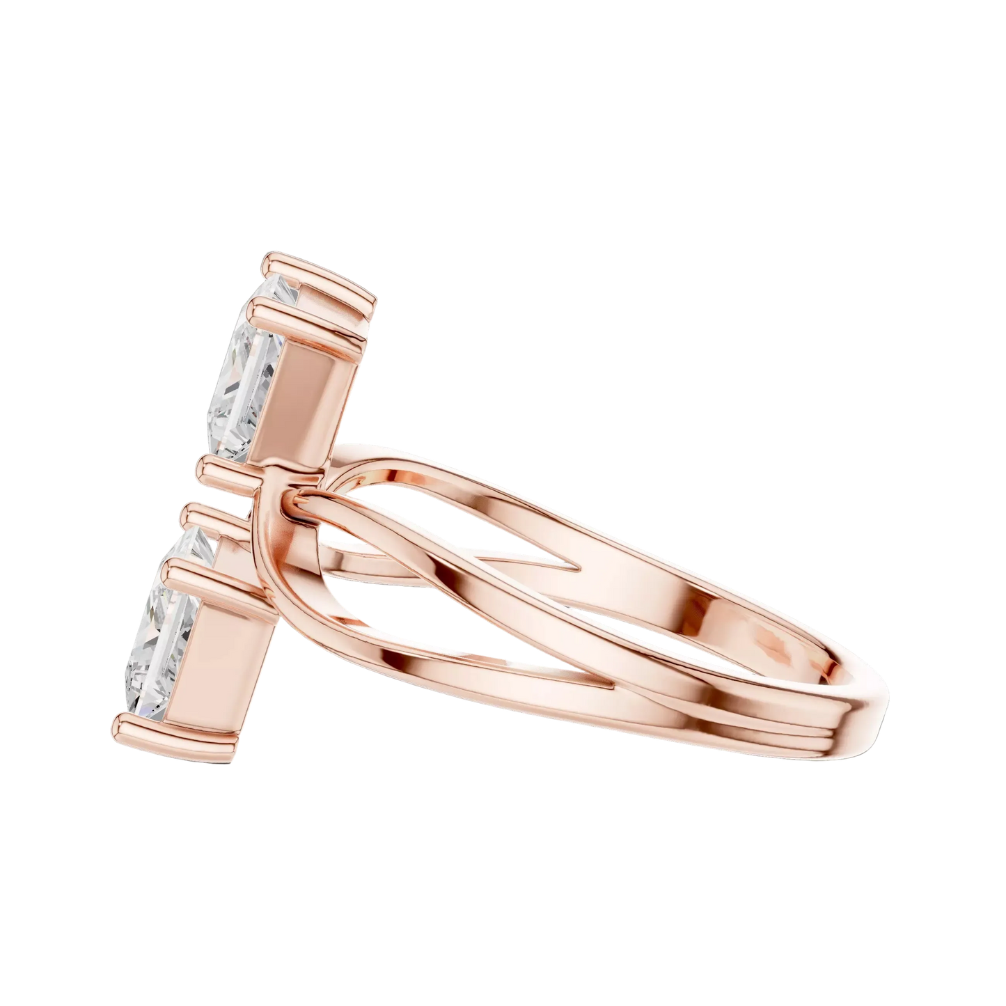Anillo Solitario Estilo Toi et Moi con Incrustaciones Corte Princesa
