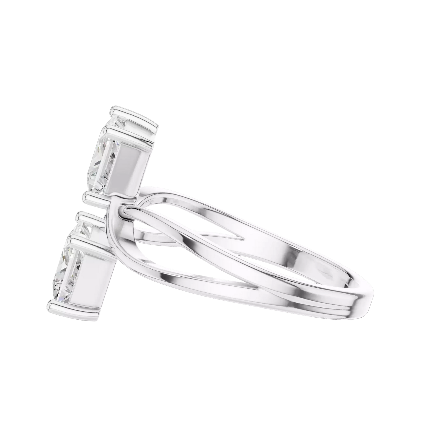Anillo Solitario Estilo Toi et Moi con Incrustaciones Corte Princesa