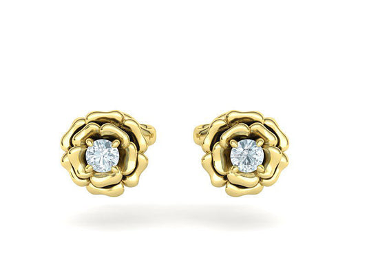 Aretes en Forma de Rosa con Incrustación