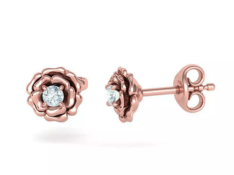 Aretes en Forma de Rosa con Incrustación