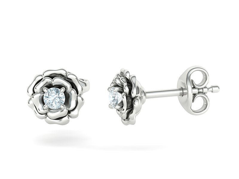 Aretes en Forma de Rosa con Incrustación