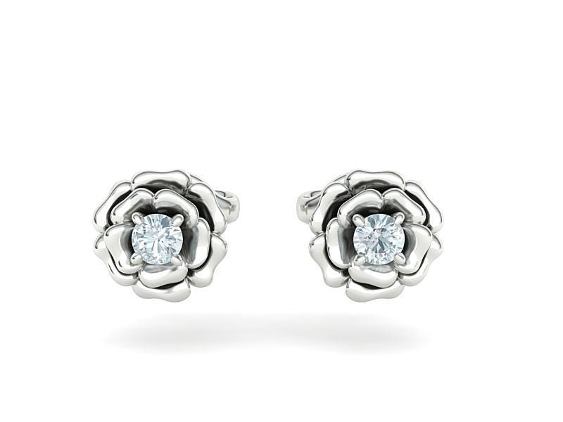 Aretes en Forma de Rosa con Incrustación