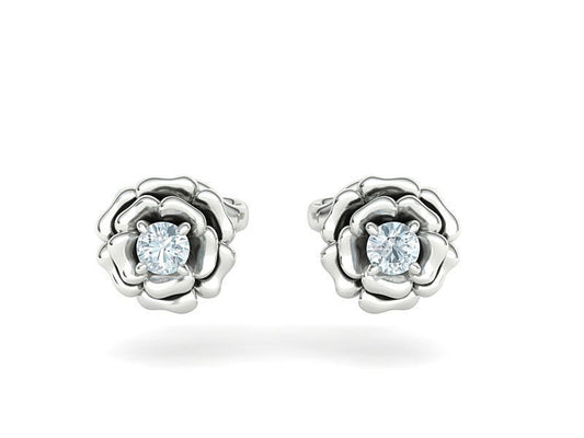Aretes en Forma de Rosa con Incrustación