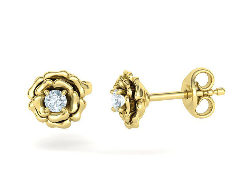 Aretes en Forma de Rosa con Incrustación