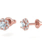 Aretes de Botón Redondos con Halo Retorcido de Oro 14k