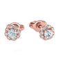 Aretes de Botón Redondos con Halo Retorcido de Oro 14k