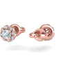 Aretes de Botón Redondos con Halo Retorcido de Oro 14k