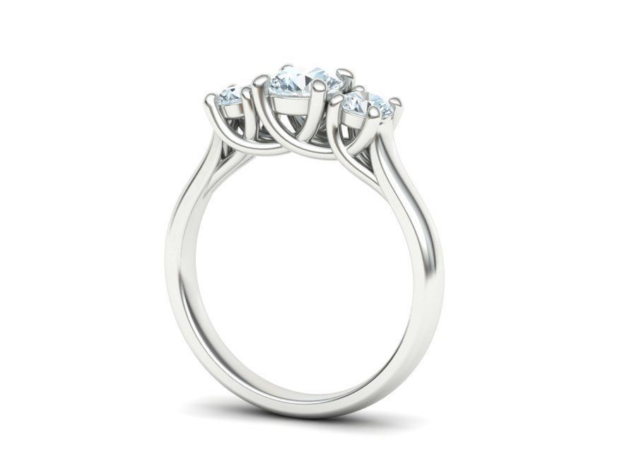 Anillo de Compromiso Trellis Tres Piedras con Aro Comfort Fit de Oro 14k