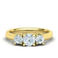 Anillo de Compromiso Trellis Tres Piedras con Aro Comfort Fit de Oro 14k