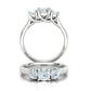 Anillo de Compromiso Trellis Tres Piedras con Aro Comfort Fit de Oro 14k