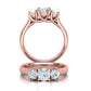 Anillo de Compromiso Trellis Tres Piedras con Aro Comfort Fit de Oro 14k