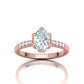 Anillo de Compromiso de Oro Pave con Diamantes a los costados y  Central Oval