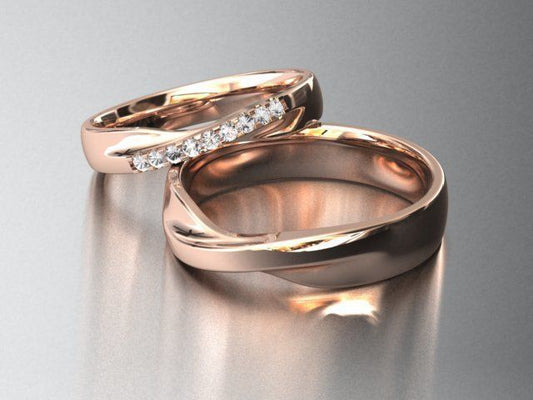 Elegante Duo de Argollas Matrimoniales con Incrustaciones