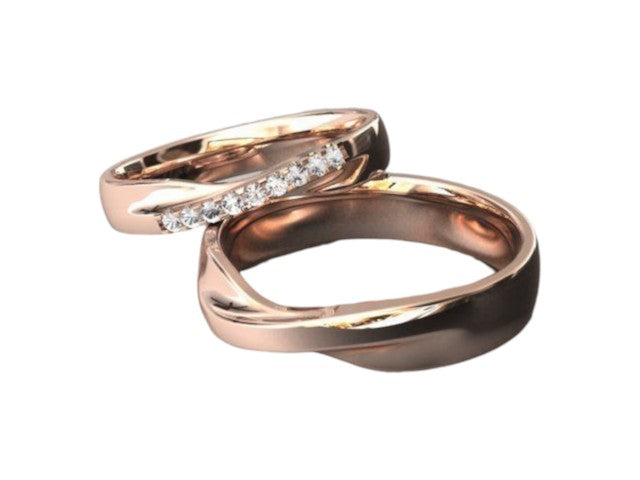 Duo de Argollas Matrimoniales con Incrustaciones