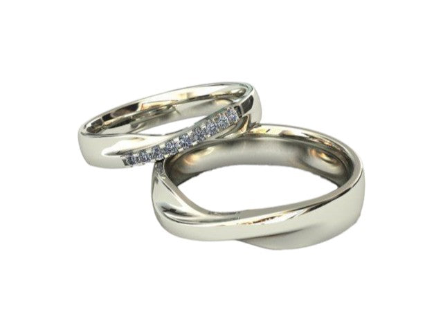 Duo de Argollas Matrimoniales con Incrustaciones