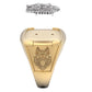Anillo de Oro Amarillo con Cabeza de Lobo de Oro Blanco