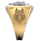 Anillo de Oro Amarillo con Cabeza de Lobo de Oro Blanco