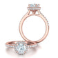 Hermoso Anillo de Compromiso Halo y Corona con Incrustaciones